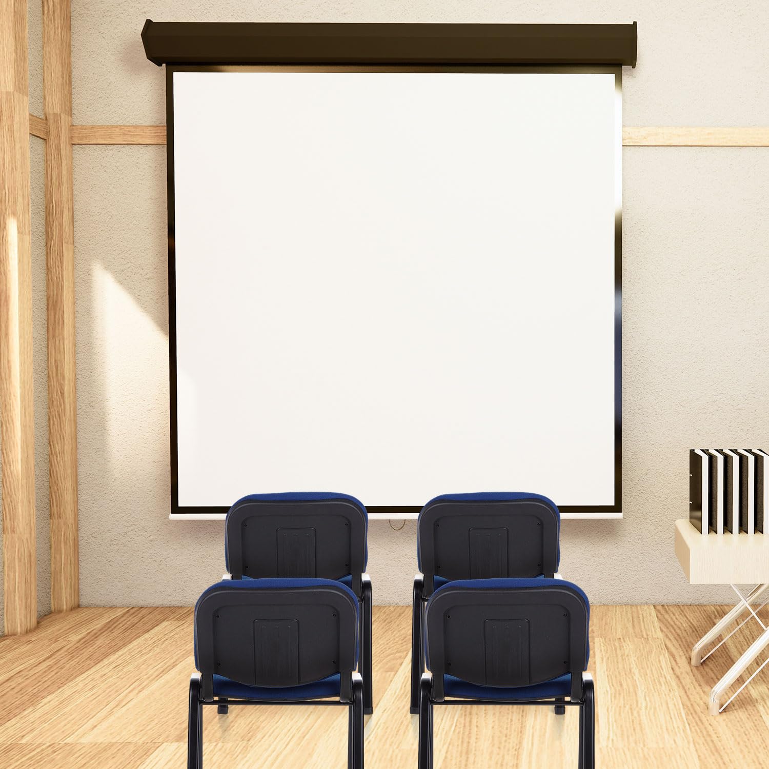 hjh OFFICE 4er Set Besucherstuhl stapelbar XT 600 Konferenzstuhl Stapelstuhl gepolstert, Metallgestell, Stoffbezug Blau 704510