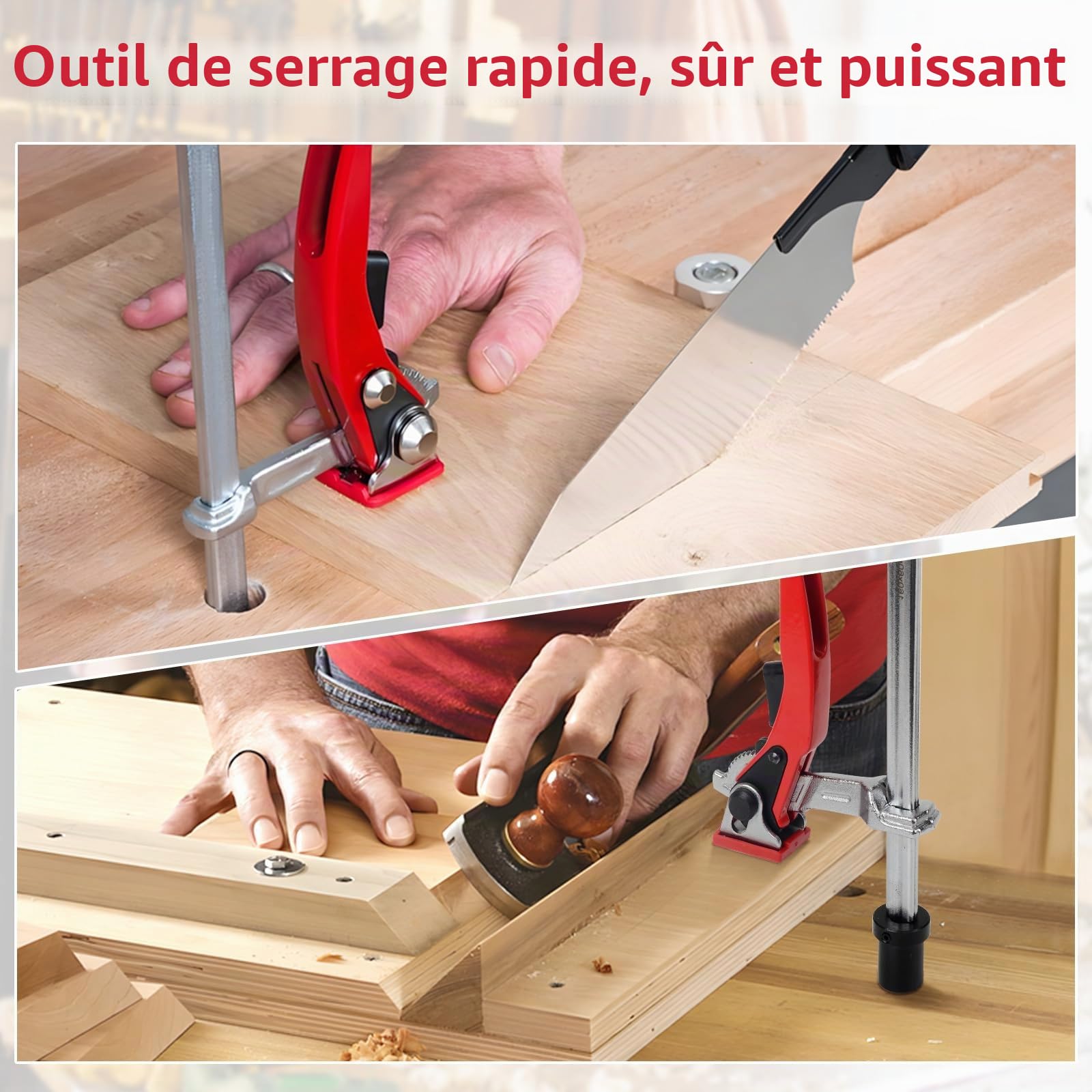 2 Pièces Élément de Serrage à Levier ø20 pour Tables Multifonctions, Serrage Rapide, Plage de Serrage 160x60mm