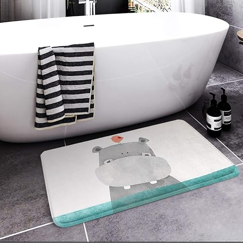 Miniatura 3 de Britimes Bath Mats for Bathroom, Bathroom Mats Rugs No Silp, Funny Animal Hippo Washable Cover Floor Rug Carpets Floor Mat Bathroom Decorations