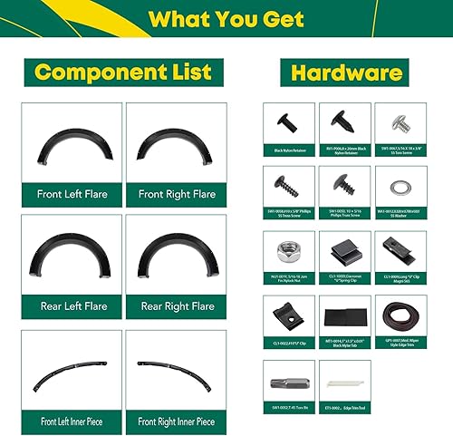 Miniatura 9 de YHTAUTO Guardabarros estilo remachado de bolsillo con kit de accesorios de repuesto para Ford F-150 2005-2017 no apto para paquete de tecnología 68T