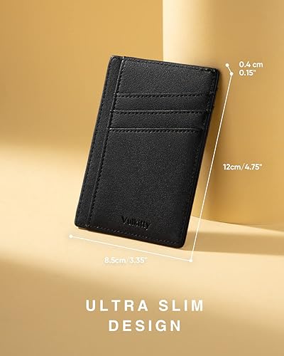 Miniatura 2 de Vulkitty Cartera pequeña para mujer, minimalista, delgada, bolsillo frontal, con cremallera, bloqueo RFID, tarjetero con ranura para identificación,