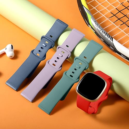 Vista 77 de Dirrelo Paquete de 4 correas compatibles con Fitbit Versa 3 y Fitbit Sense para mujeres y hombres, correa de repuesto de TPU suave para reloj
