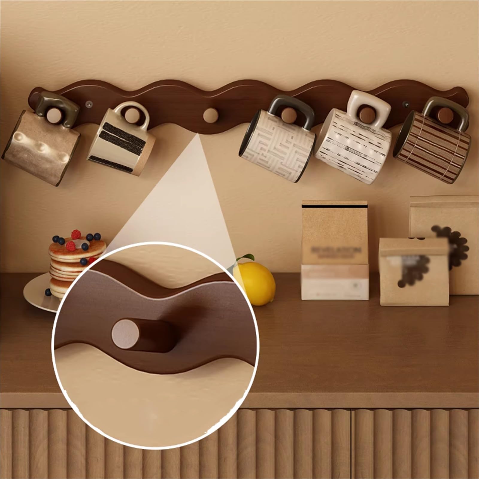 B3F7M4R9J2 Porta Tazze Portabicchieri sospeso for tazza d'acqua, portabicchieri da parete, tè