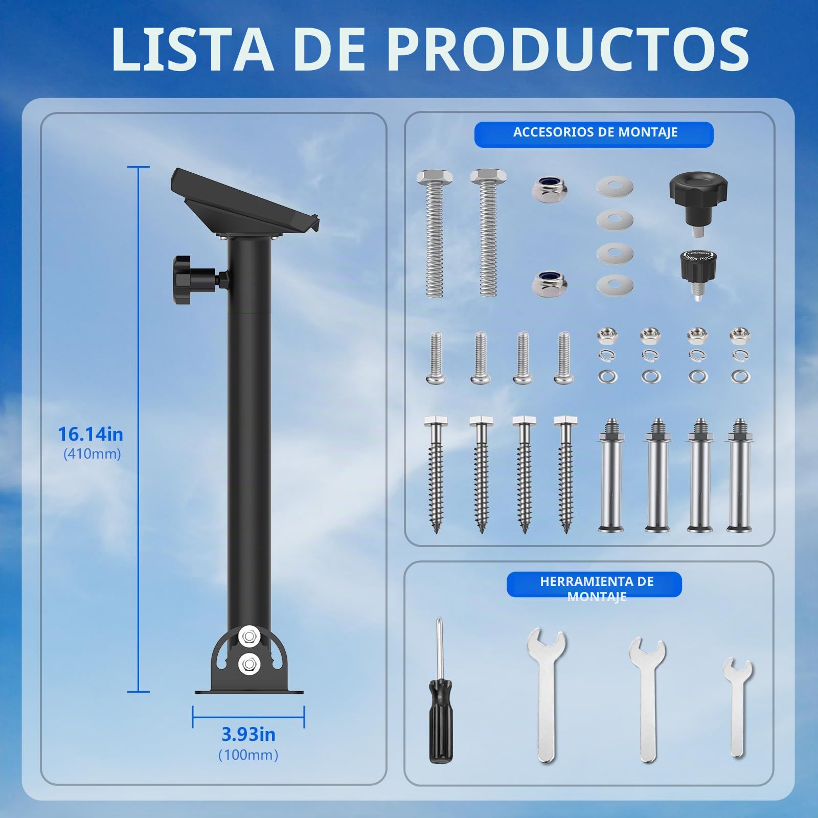 Kit de montaje de techo Starlink Gen 3 ajustable de 180° compatible con Gen 3 / V3, montaje en poste Starlink con adaptador de tubo Gen 3