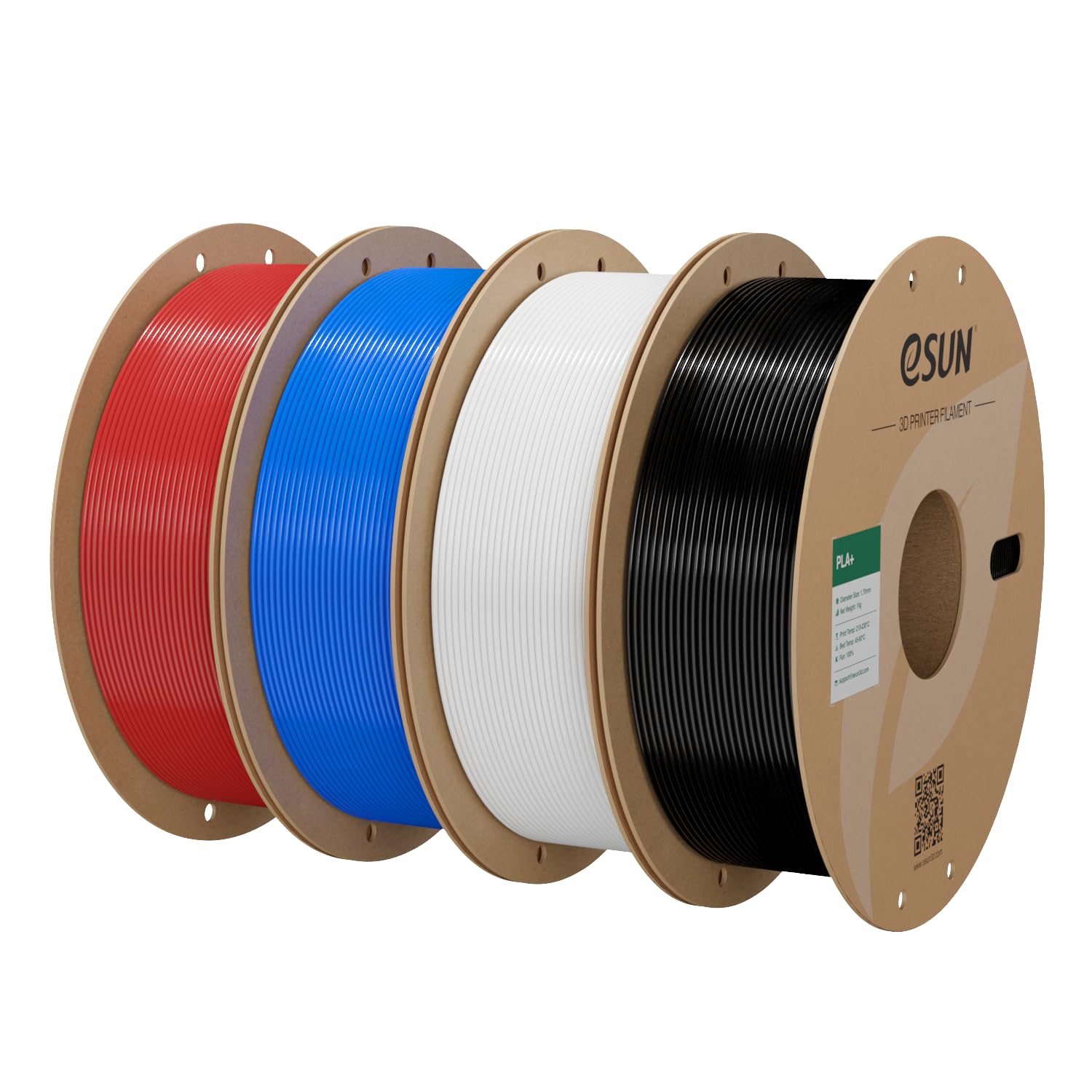 eSUN Filamento PLA+ 1.75mm, Filamento 3D PLA Plus 4kg Rosso Blu Bianco Nero | Migliore tenacità e precisione +/- 0,03 mm. Più resistente del PLA standard. Ottima adesione per stampante 3D.