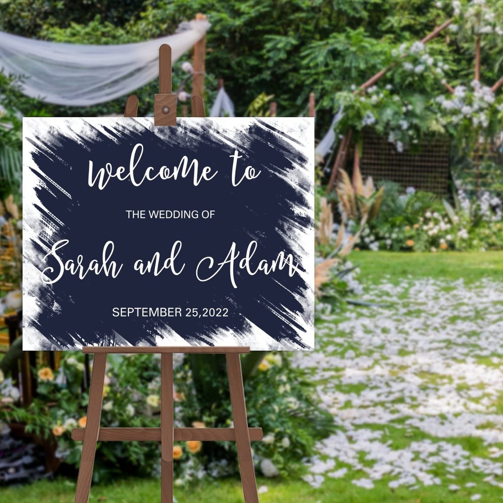 Edytowalny minimalistyczny znak ślubny personalizowany rustykalny znak ślubny spersonalizowane imię dla panny młodej i pana młodego przyjęcie weselne i dekoracje ceremonii 50 x 76 cm