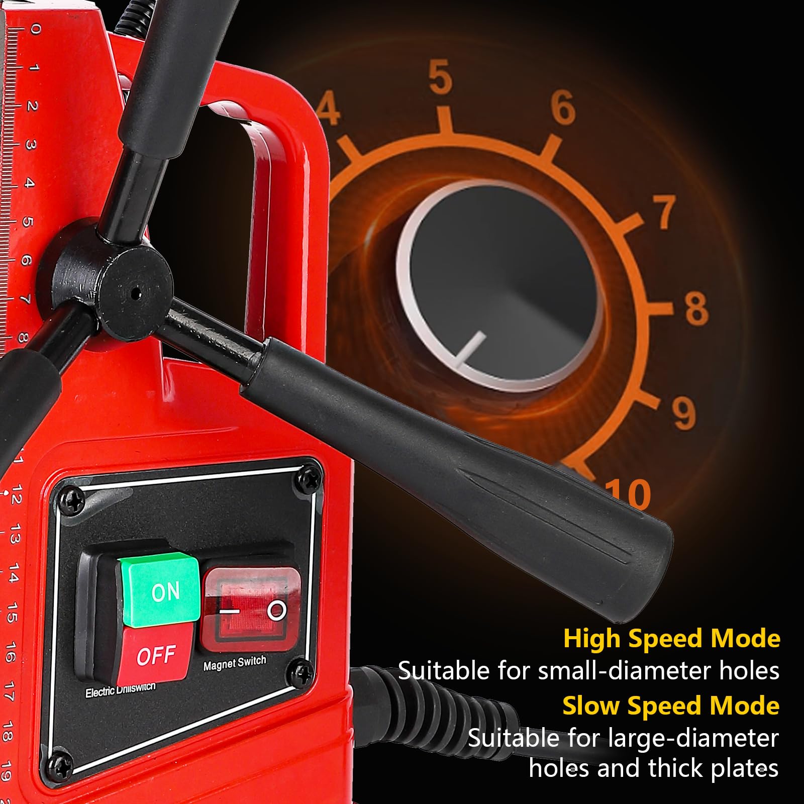 Acekool Magnetbohrmaschine, 1300W 1,57" Bohrdurchmesser, Leistungsstarke tragbare Magnetbohrmaschine, 810 U/min Bohrmaschine für jede Oberfläche Heimverbesserungsindustrie Eisenbahn