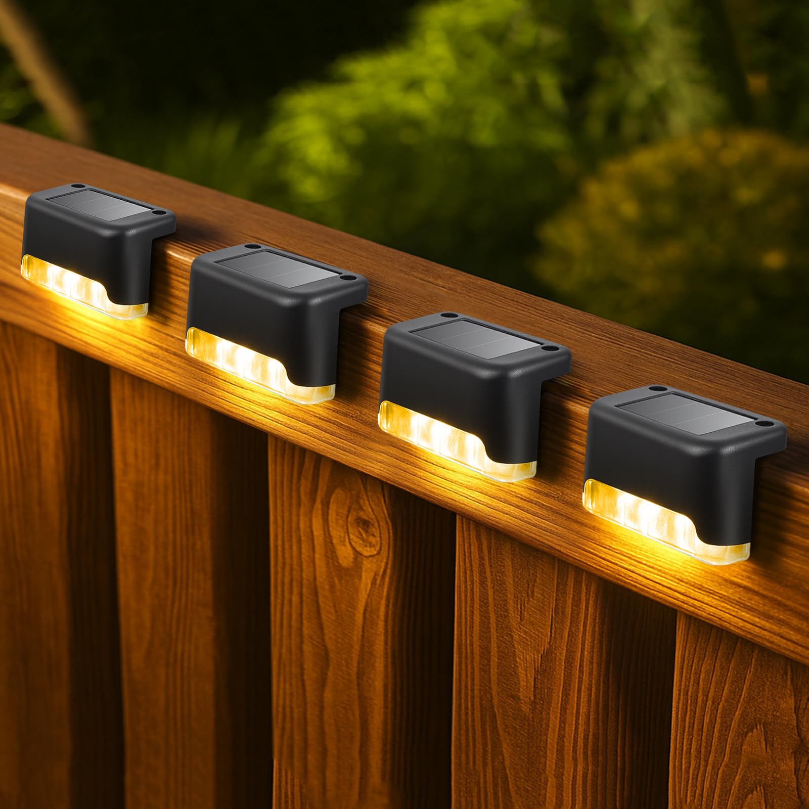 Ninonly Luces Solares Exterior Jardin, Juego de 16 Luz Solar para Escaleras, Lamparas Solares LED Impermeable, Iluminación Decoración Step para Patio Terraza Escalones Cubierta Valla