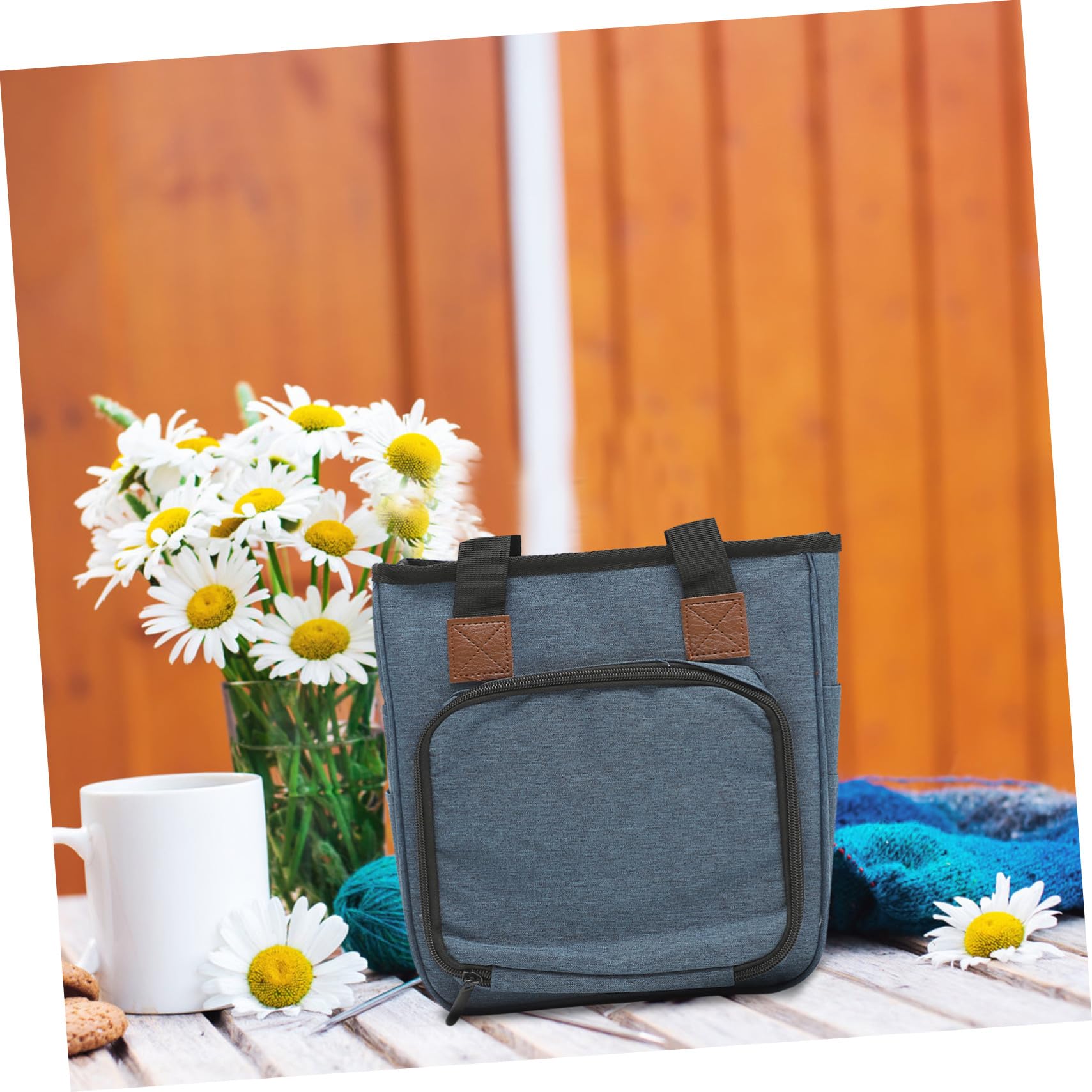 Homoyoyo Häkeltasche für Aufbewahrung Garnhalter Tasche mit Organizer für Häkelwerkzeug Strickwerkzeugtasche Tragbare Garnbeutel aus Strapazierfähigem Material