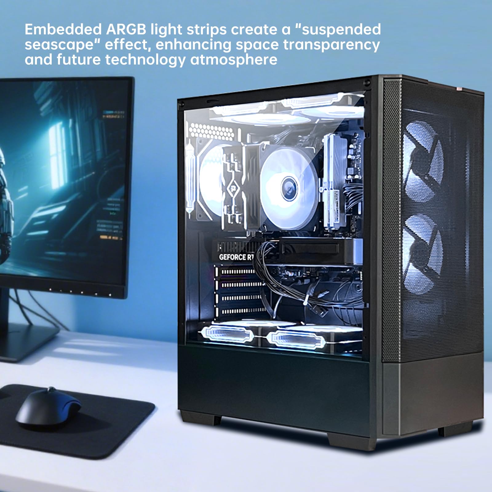 Gaming Desktop PC - Intel Core i5-14400F GeForce RTX 5060 8GB DLSS4, 32GB DDR4 RAM,1TB NVMe SSD,ARGB Cooling, Prebuilt Gaming Computer