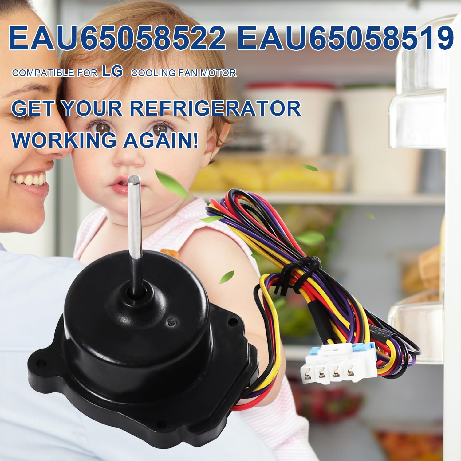 EAU65058522 EAU65058519 Refrigerator Evaporator Fan Motor Assembly for LG | Part Number RFD3410A122A RFD3410A119A AU65058515, DC 12V 1A