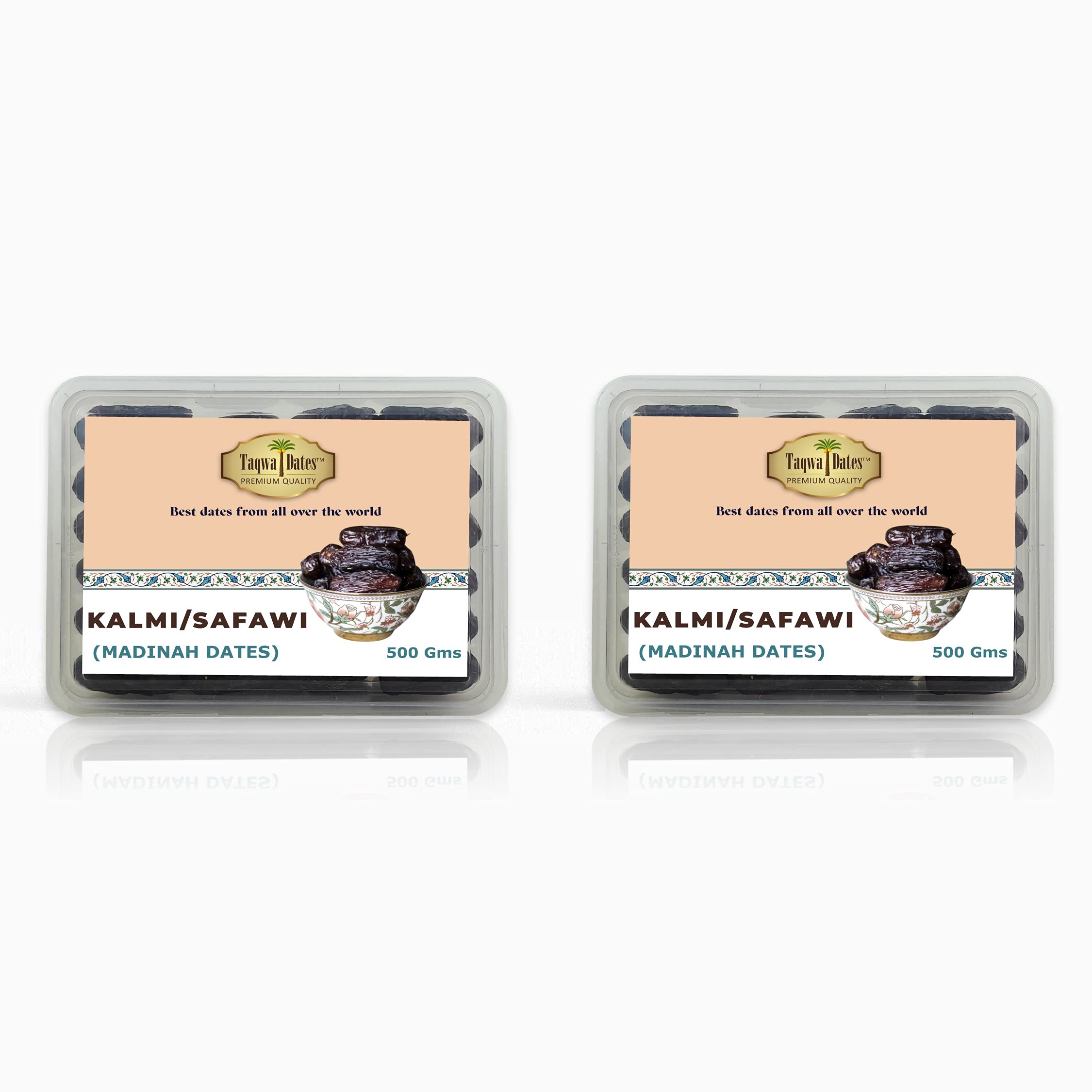 Taqwa Dates Kalmi Safawi Madinah Dried Black Khajoor Fruit (500 gm) (Pack of 2)
