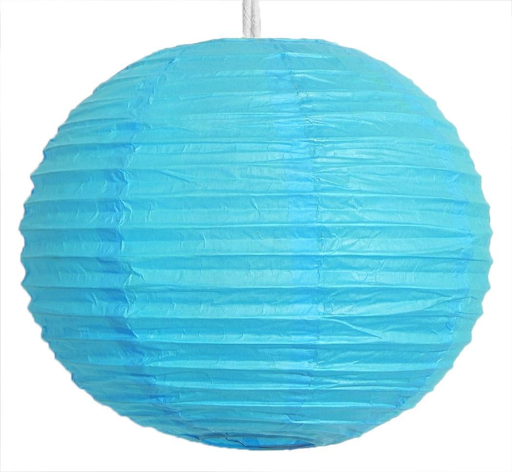 Foldable Hanging Round Cyan Blue Paper Lamp Shade Paper