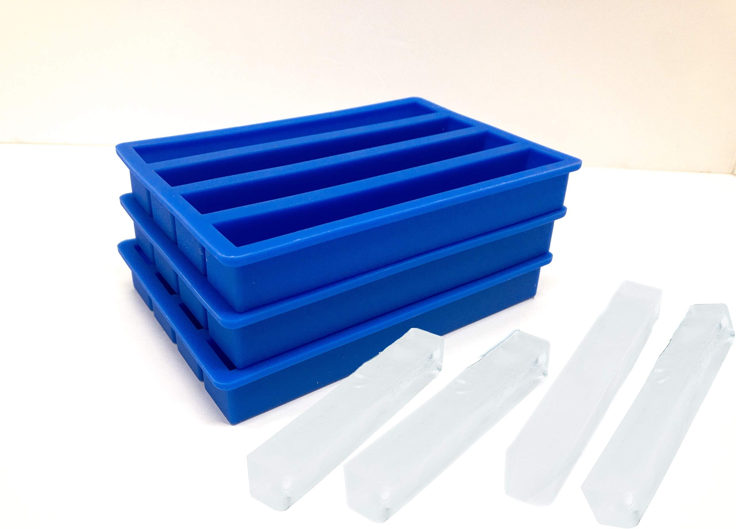 Pen Kit Mall USA 3 Pack Silicone Ice Cube Trays for Water Bottles Ice Cube Mold 12 Cavity, Easy Release Long Ice Cube Sticks For Bottled Beverage, Soda, Sport Drinks, Burrito Meal Prep