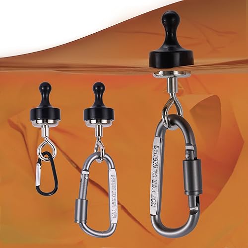 Miniatura 5 de Ganchos magnéticos para toldo, gancho con clip magnético con mosquetón para campamento, imanes de tierra resistentes, colgante de crucero, toldo