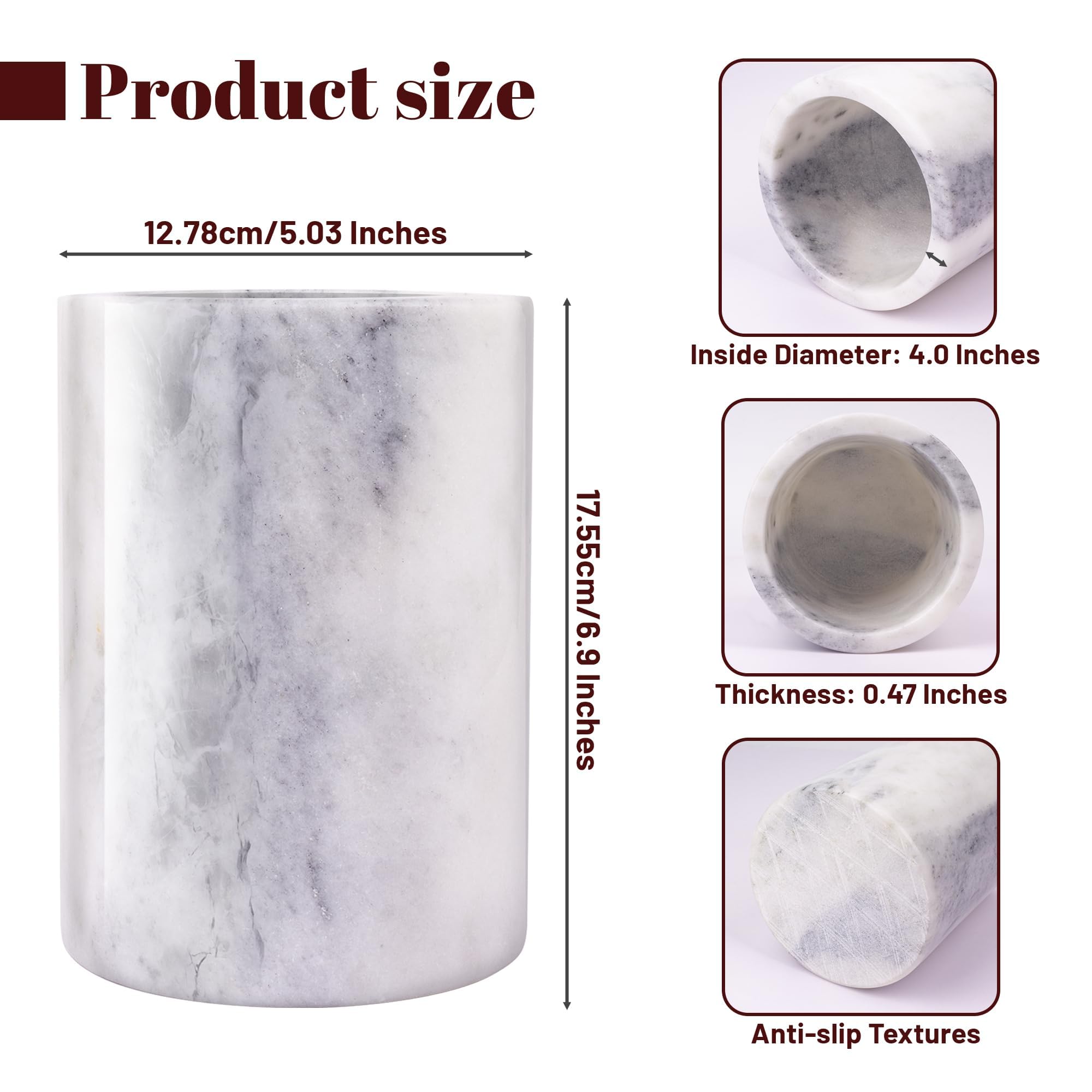 Marble Wine Bottle Chiller Bucket, Marble Wine and Champagne Cooler Chiller, Keep Wine and Beverages Cold, Ideal Gift for Wine Lovers, Holds Any 750ml Bottle — Amazon image 3
