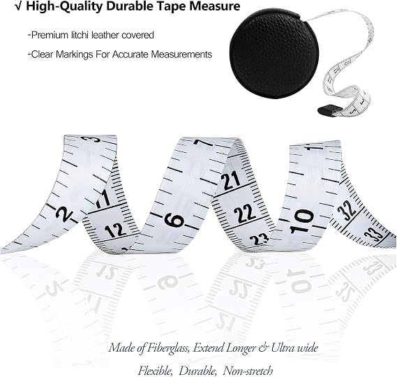 3m/120 Tape Measure Body Measuring Tape for Body Cloth Tape Measure for Sewing Fabric Tailors Medical Measurements Tape Dual Sided Sewing Cloth Tailor Craft Ruler Retractable (Black, 1 Pack)