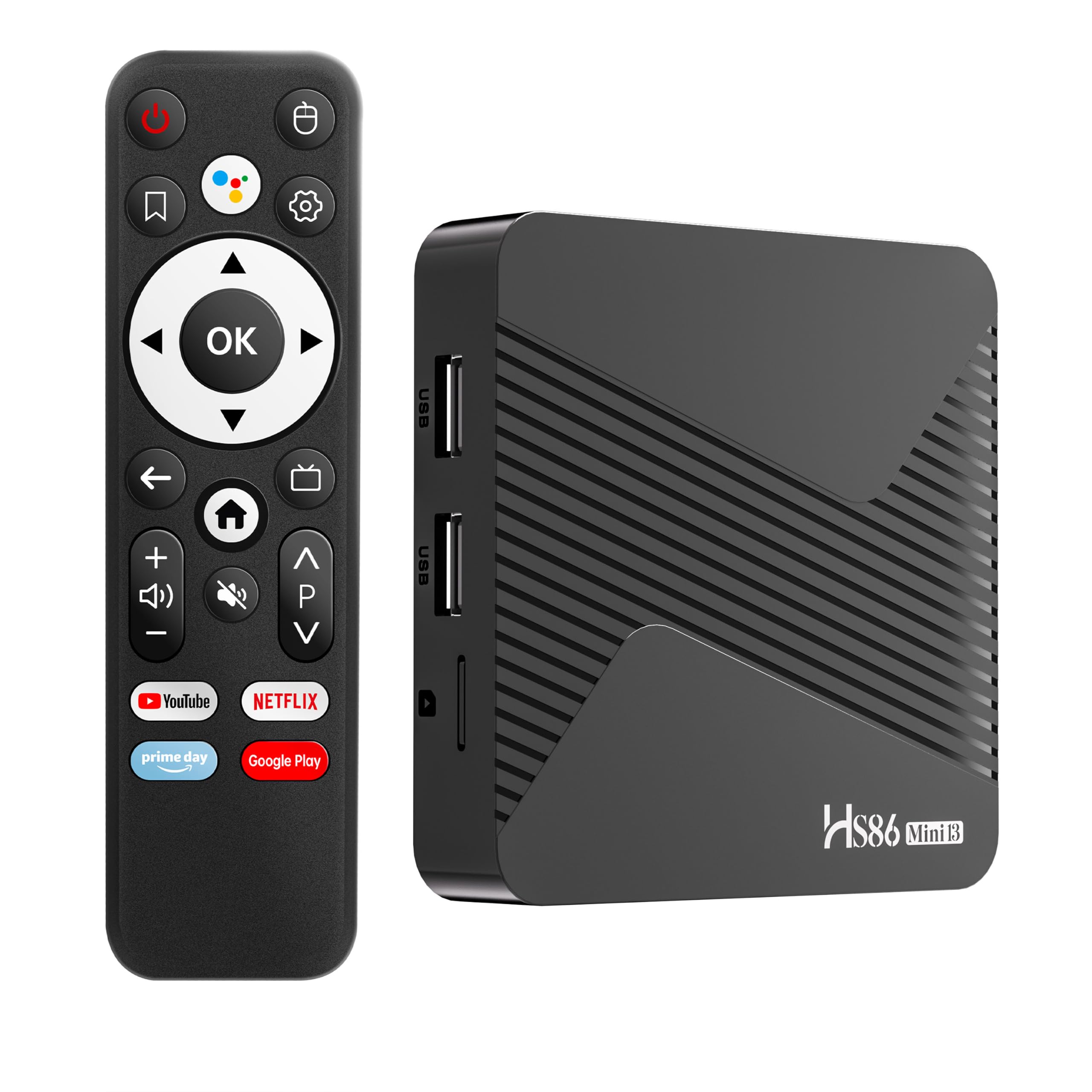 Boîtier TV Android 14.0 avec 2.4/5GHz WiFi 10/100M Ethernet BT5.4 8K H.265