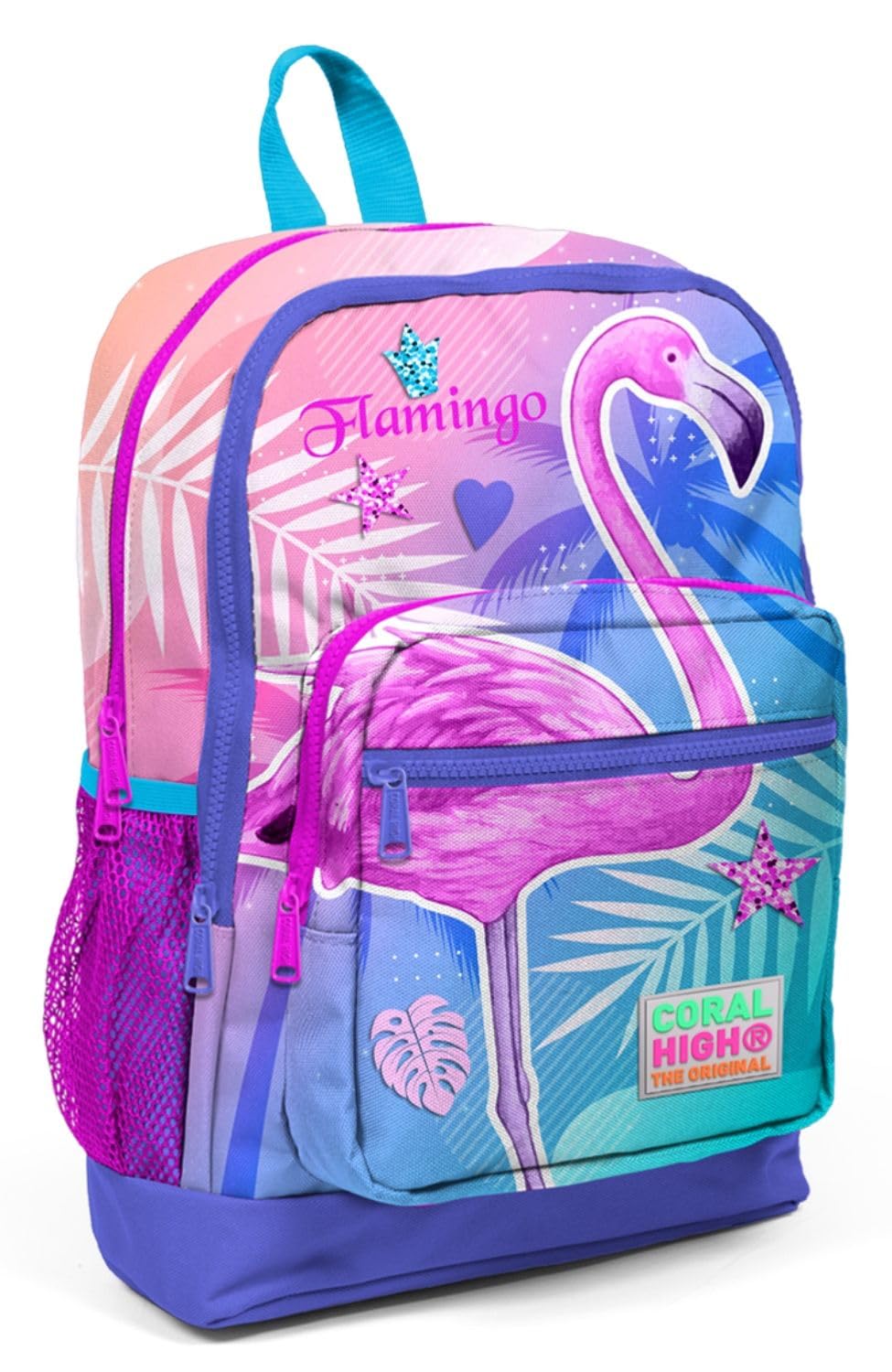 Coral High Dört Bölmeli Flamingo Desenlı Lavanta Pembe İlkokul Çantası 23705