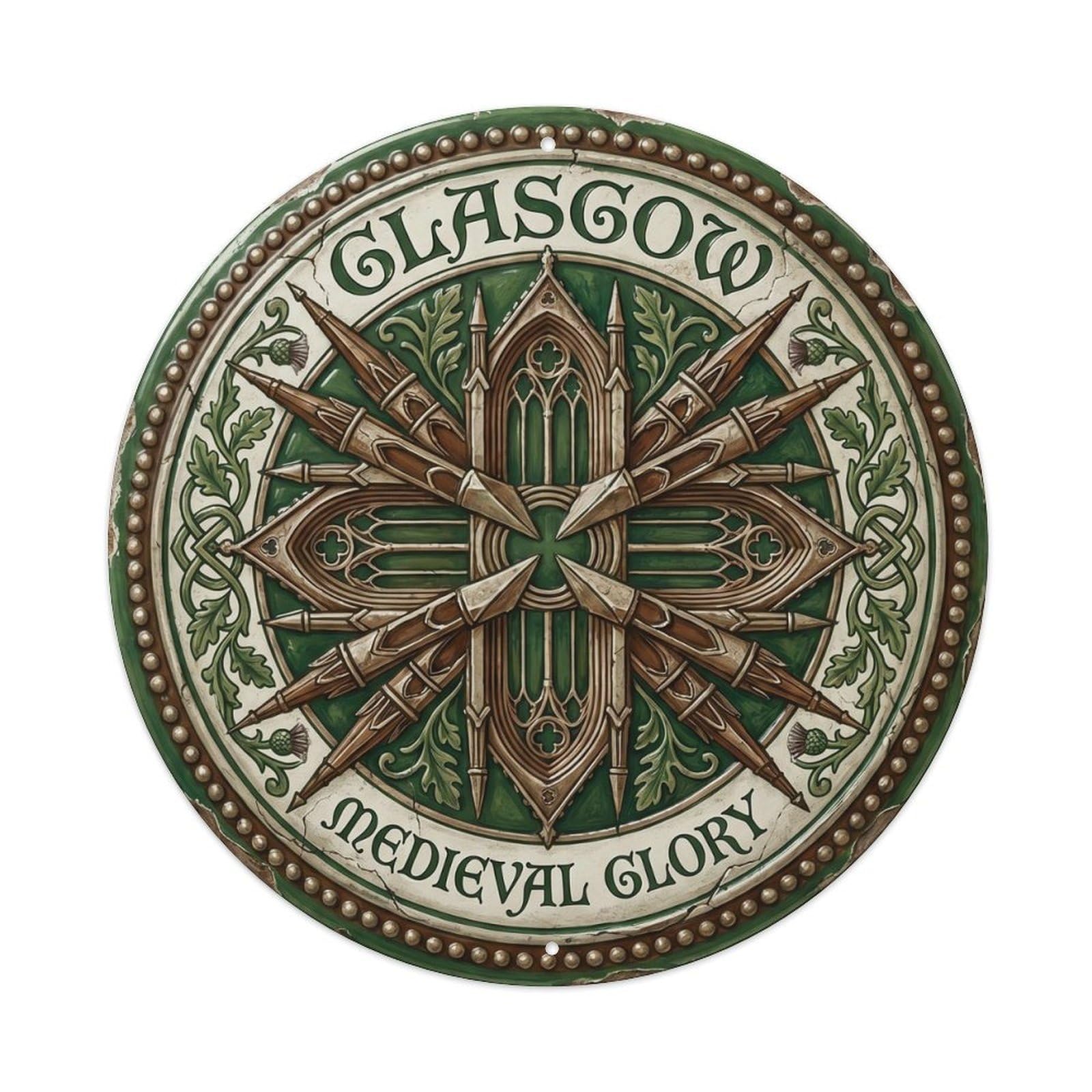 Cathedral Gothic Kitchen Sanctuary Metal Tin Sign Plaque Wall Decor for Cafe, Club, Garden Round Metal Poster 8x8Inch