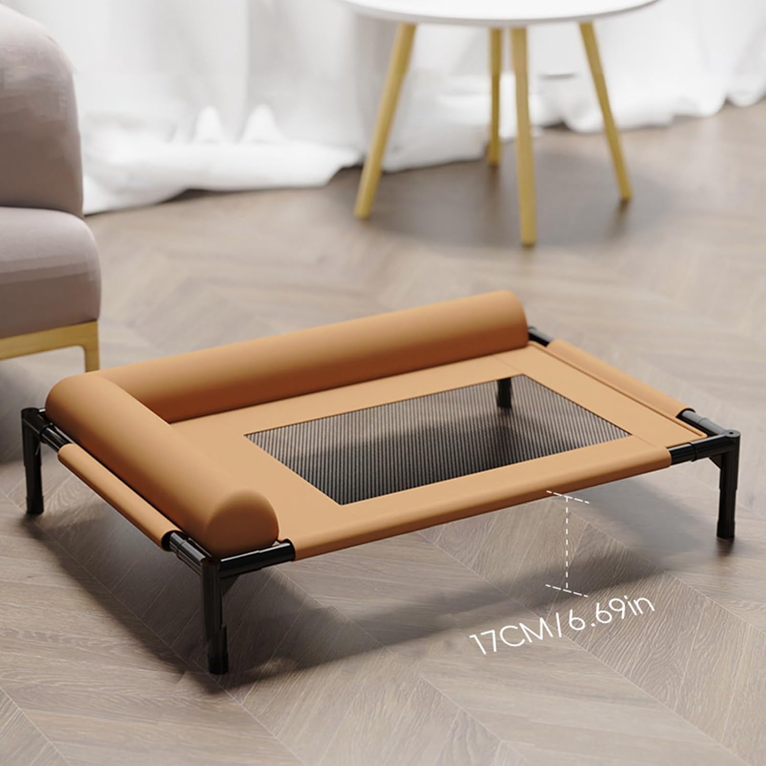 Elevated Dog Bed with Breathable Net and Pillow Chew Resistant Design Washable Pet Cot for Small to Mediums Dog