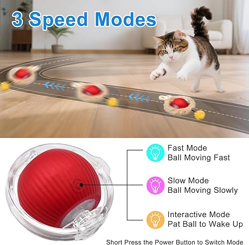 Miniatura 3 de Juguetes interactivos para gatos, juguetes de enriquecimiento para gatos de interior, juguete automático para gatos, pelota rodante rápida en