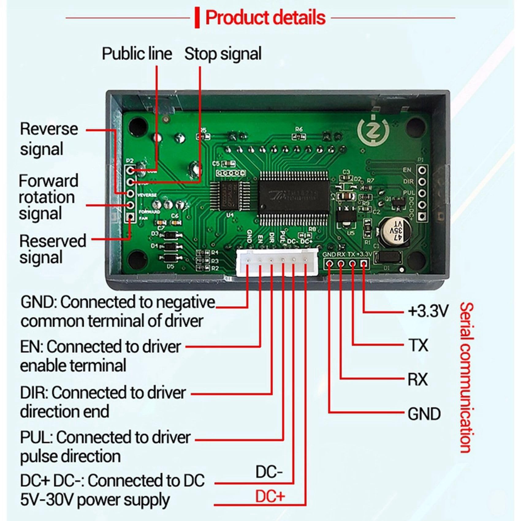 3 x 42 57 Schrittmotor-Controller, positiver umgekehrter Winkel, Pulsgeschwindigkeitssteuerplatine, programmierbare PLC-Seriell-Kommunikation