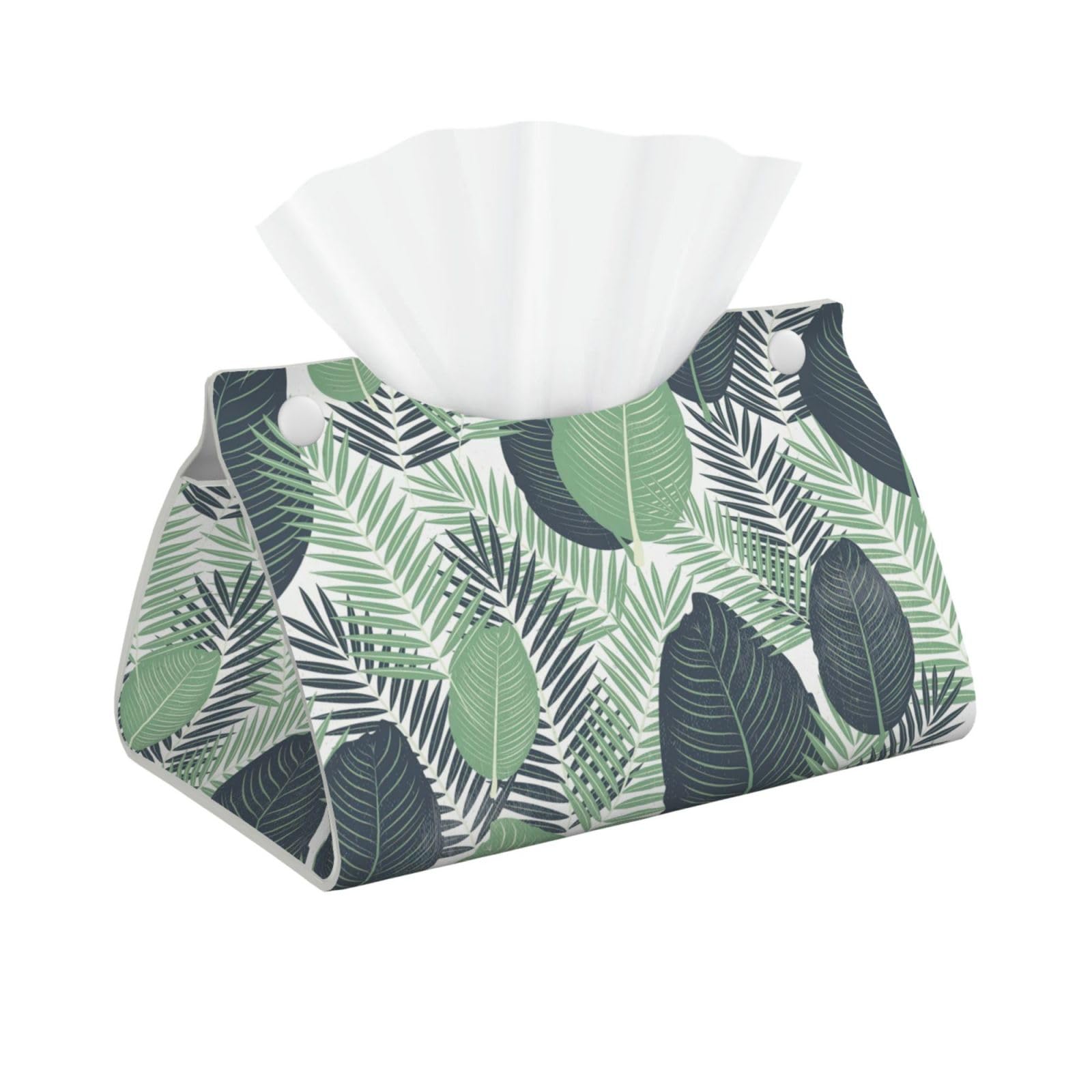 Green Tropical Leaves Print Long Tissue Box Cover Tissue Dispenser Box For Living Room, Office, Car, Bathroom