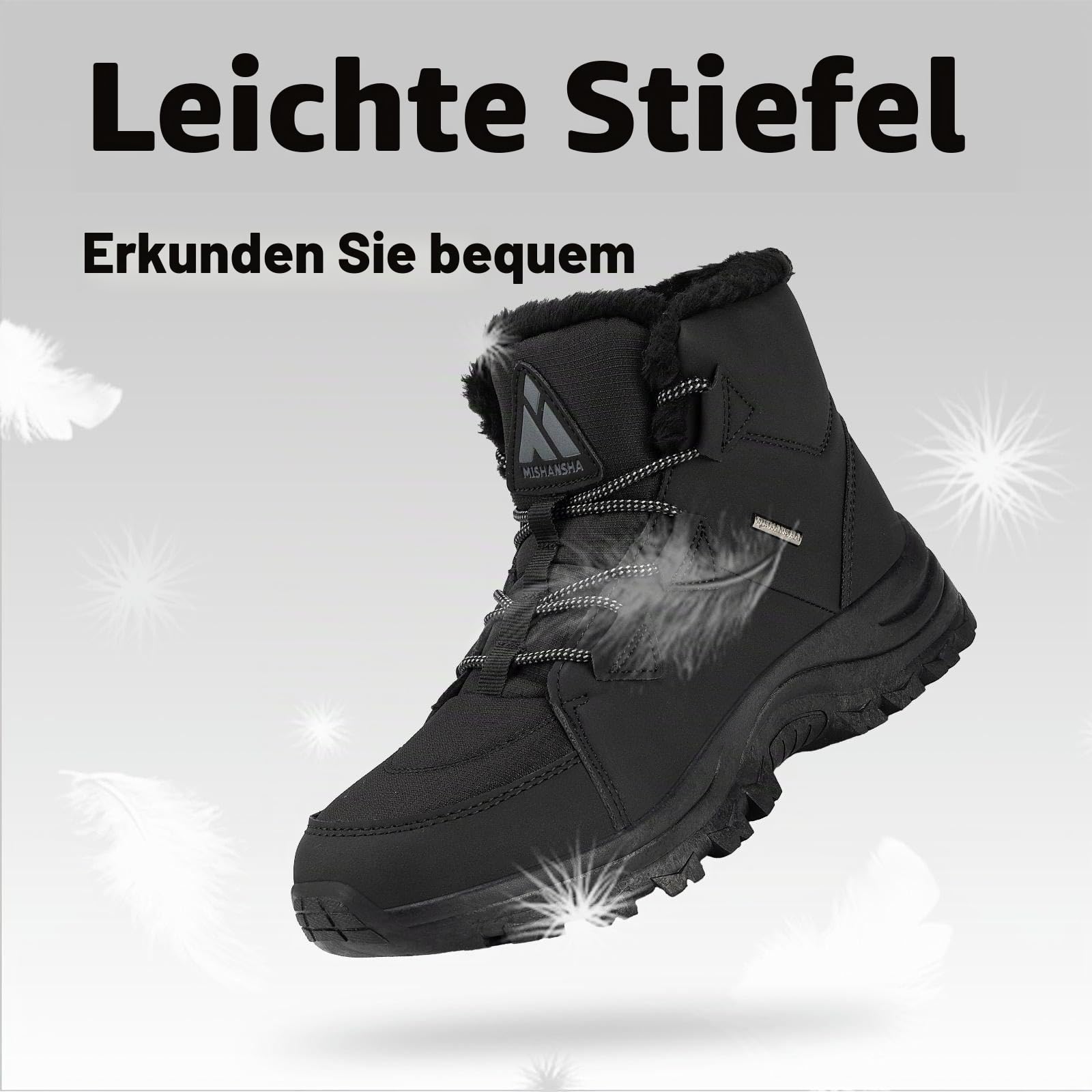 Mishansha Damen Winterschuhe Mid Outdoor Warm Gr.36-42 | Rutschfeste, Bequeme, Freizeit, Schön, Winter, Pendeln, Zu Fuß gehen, Camping, Schneestiefel