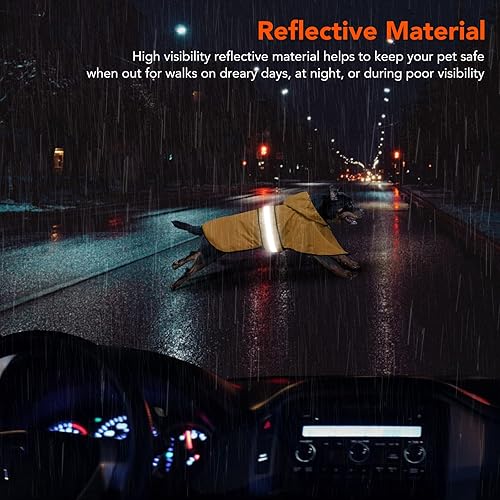 Miniatura 9 de Impermeable para perros  Impermeables con capucha para perros, abrigo de lluvia reflectante ajustable para perro, chaqueta de lluvia para perro,