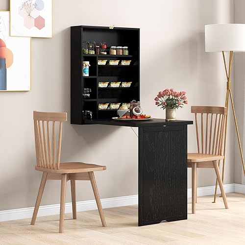 Miniatura 2 de Tangkula Escritorio montado en la pared, escritorio flotante con pizarra, escritorio plegable que ahorra espacio, escritorio convertible, mesa de