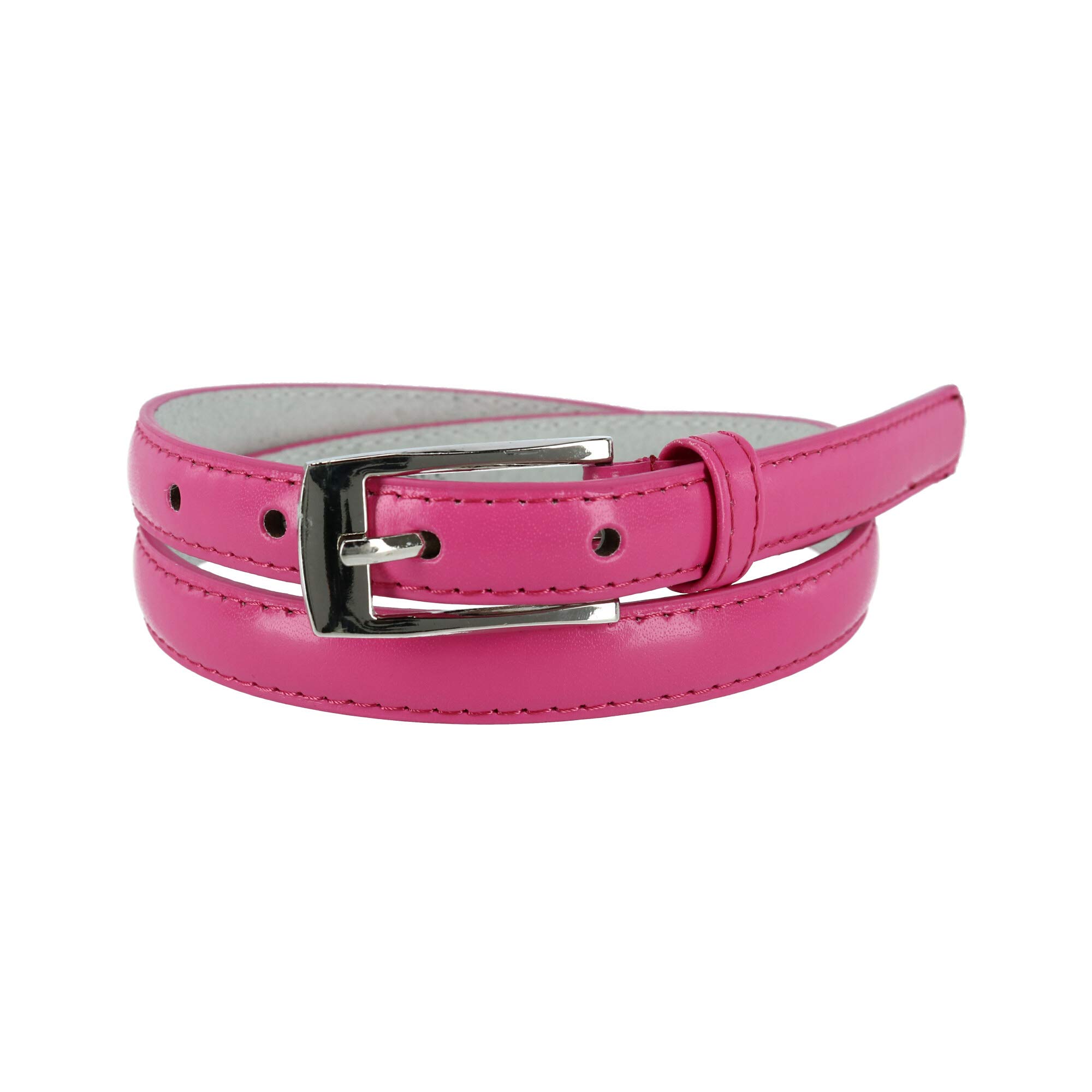 CTM Women's Skinny Leather Dress Belt, XL, Dark Pink