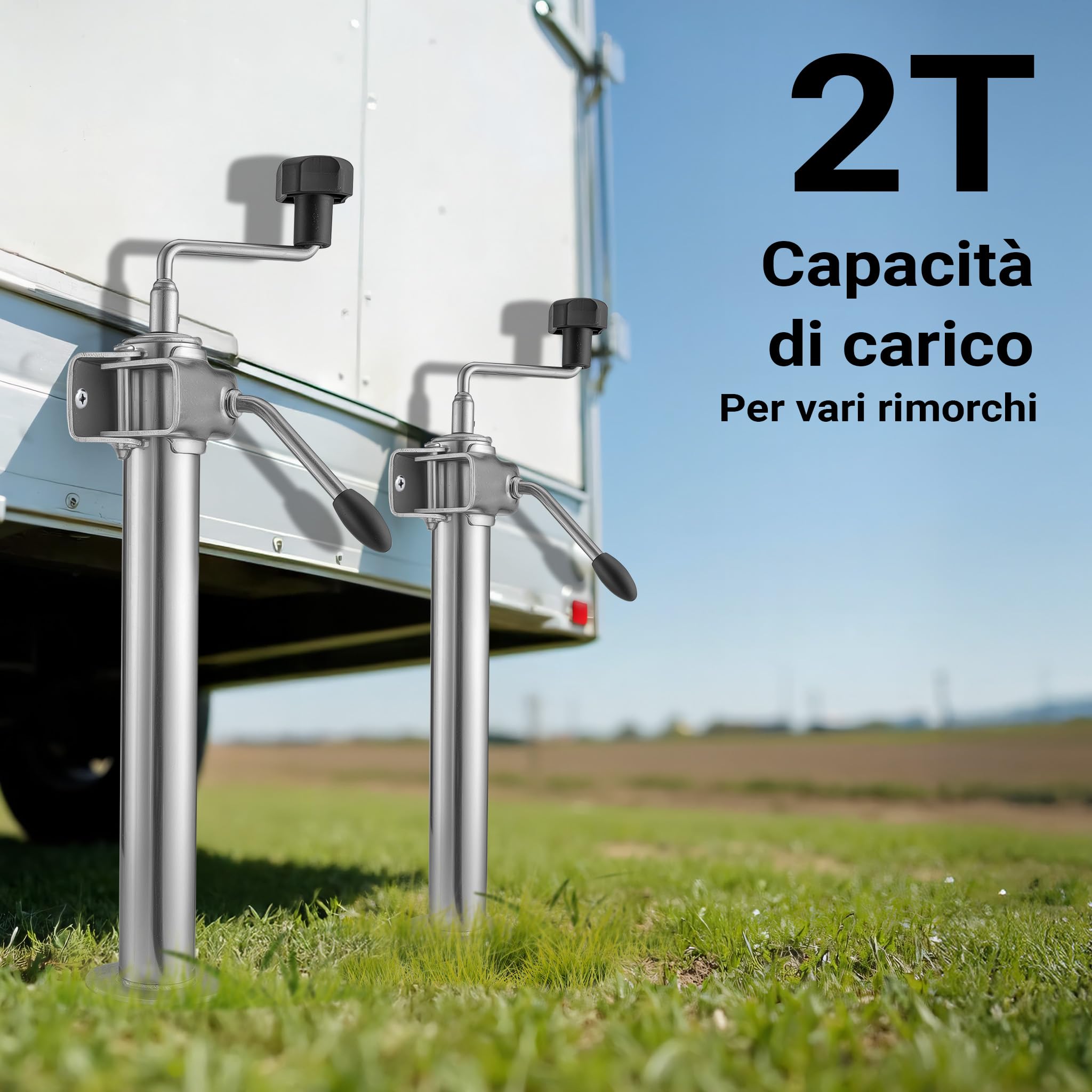XPOtool Supporto per rimorchio 2 Pezzi Altezza Regolabile 510-760mm con 2 Morsetti Ø48mm