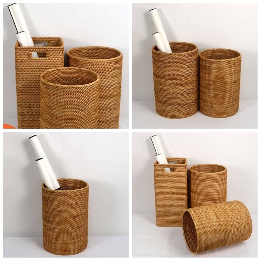 Amazon.co.jp: MJKQ9 円形 収納バスケット ラタン製 蓋なし 天然