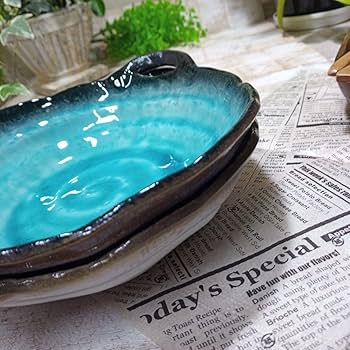 イタリア製　陶器製バラカゴ　ブルー　未使用　大 イタリア製 陶器製バラカゴ ブルー 未使用 大