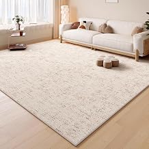 Modern Minimalist Off White Beige Abstract Texture Indoor Area Rug for Bedroom Diningroom Livingroom Soft Non Slip Durable Large Carpet Nursery Dorm Mats Rustic Natural Neutral Home Office Rugs 2x6