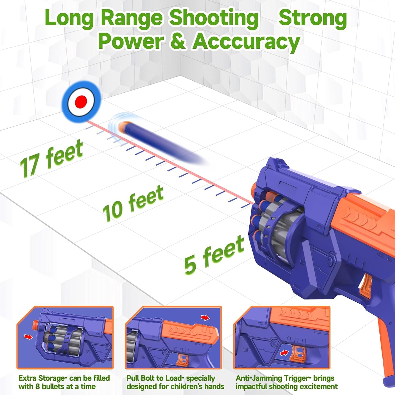 RD-8 Toy Blaster Gun Set, Foam Darts Fit for Nerf Guns for Boys 8-12, Birthday for Kids Ages 5 6 7 8 9 10 11 12, Fun Indoor & Outdoor Long Range Shooting Game