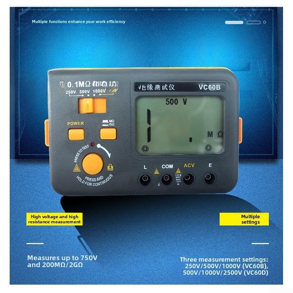 ReachMall Isolationsmessgerät VC60B 1000V Digital Megohmmeter