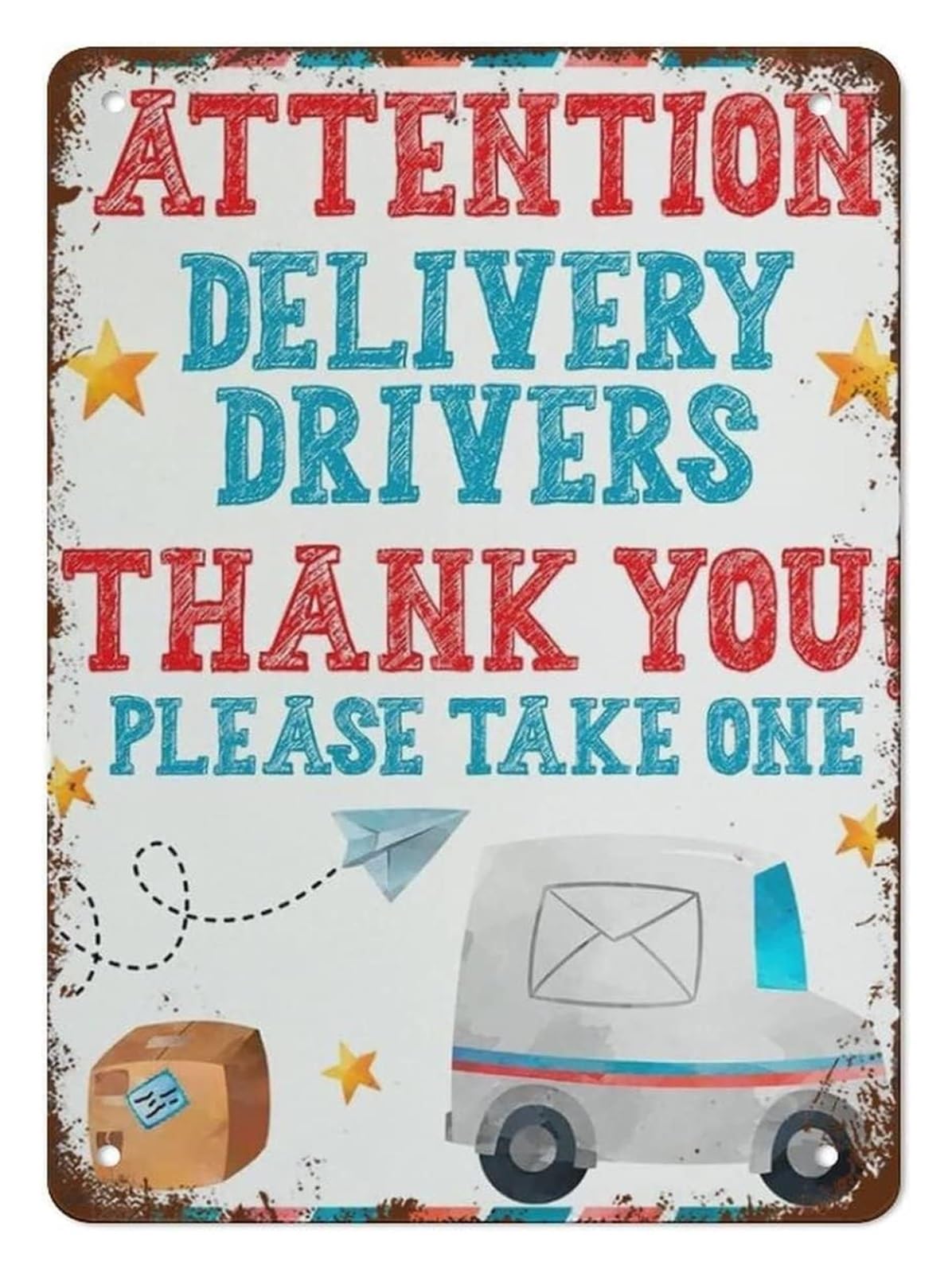 EKFBQBGW Vintage Delivery Sign Retro Rustic Metal Tin Sign for Package Drop Off Porch Decor 8 X 12 in