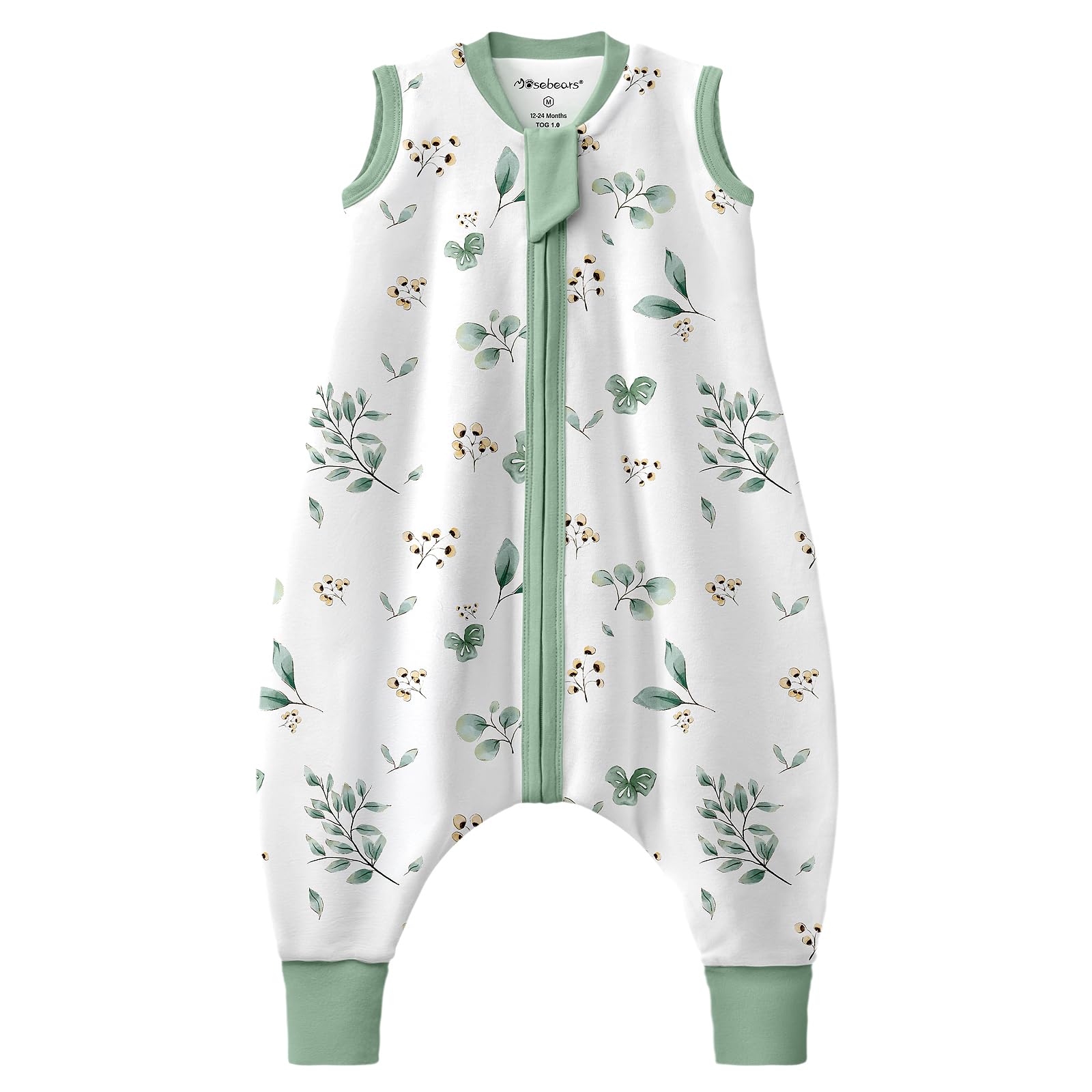 Mosebears Sacco Nanna 1 Tog per Bambini - Leggermente Imbottito Cotone Traspirante,primaverile e autunno(Plants,95cm(3-4 anni))