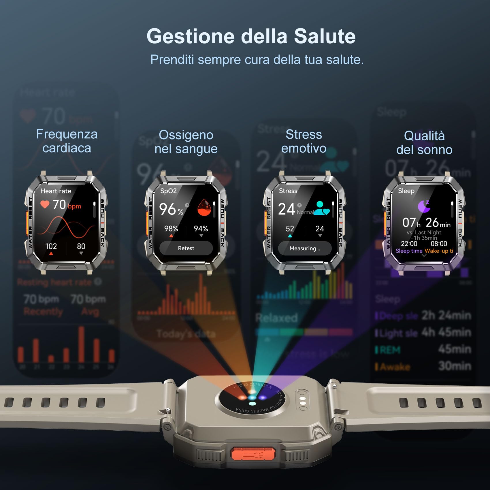 Blackview Smartwatch Uomo, Smartwatch Militare Uomo Fitness con Chiamate Bluetooth,2.01" Orologio Intelligente 112+ Modalità Sportive/900 mAh/Sonno/Cardiofrequenzimetro/Torcia/Bussola per Android IOS