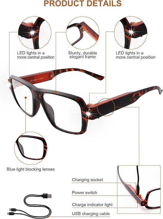 SKYWAY Reading Glasses With Light Blue Light Blocking Rechargeable magnifying Reader for Women Man eyewear Anti-Glare