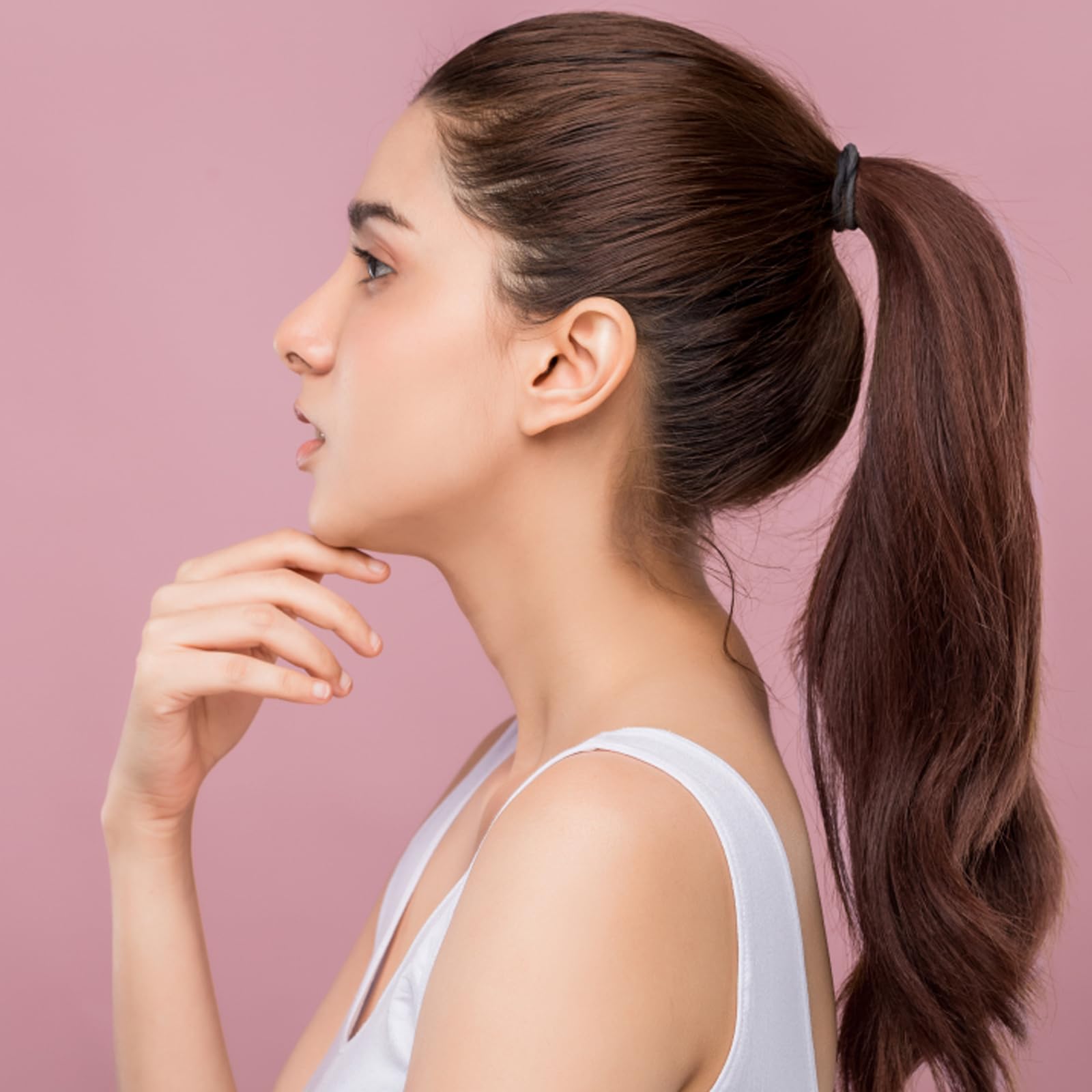Ponytail Extension Human Hair, 2PCS Dark Brown Ponytail Extension - Image 4