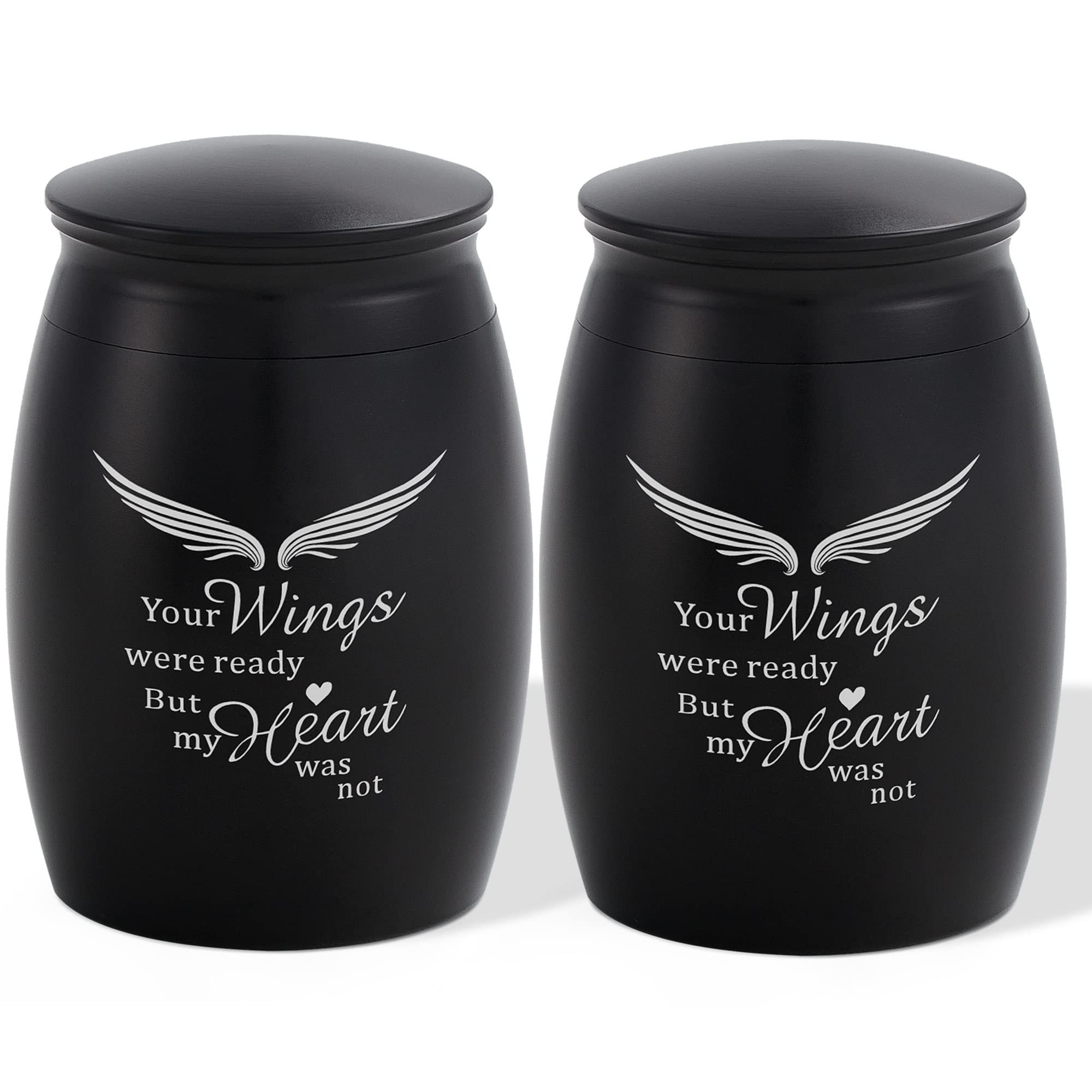 LINES ARTE Small Urns for Human Ashes Male/Female 2 Pack Mini Angel Wings Keepsake Urns for Dad/Mom/Grandpa/Grandma (2.6 x 1.7 inch) — image 1
