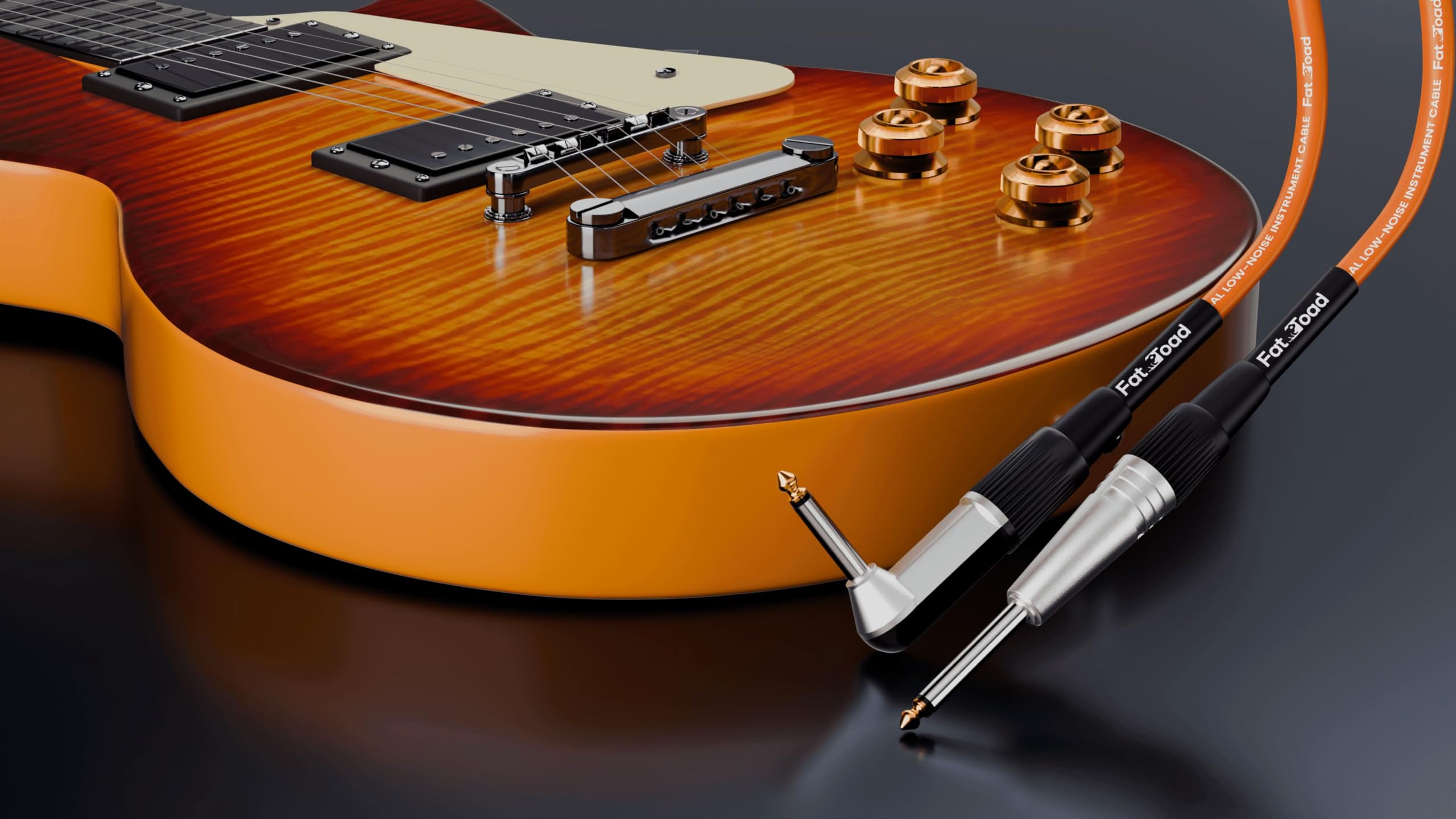 Fat Toad Gitarrenkabel (Orange-PRO-Serie), 6 m, rechtwinklig, 0,6 cm auf TS, gerades Ende, Instrumentenkabel, 20 AWG Draht für Pedale, Bass, Verstärker und Studio, 6 m