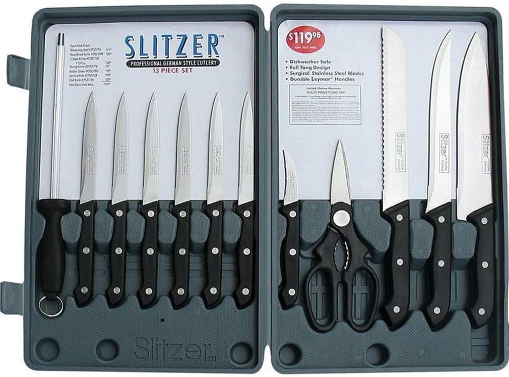 Slitzer Kitchen Utensils Diamond Cut 6 Piece Knife Set, Multisizes, Black