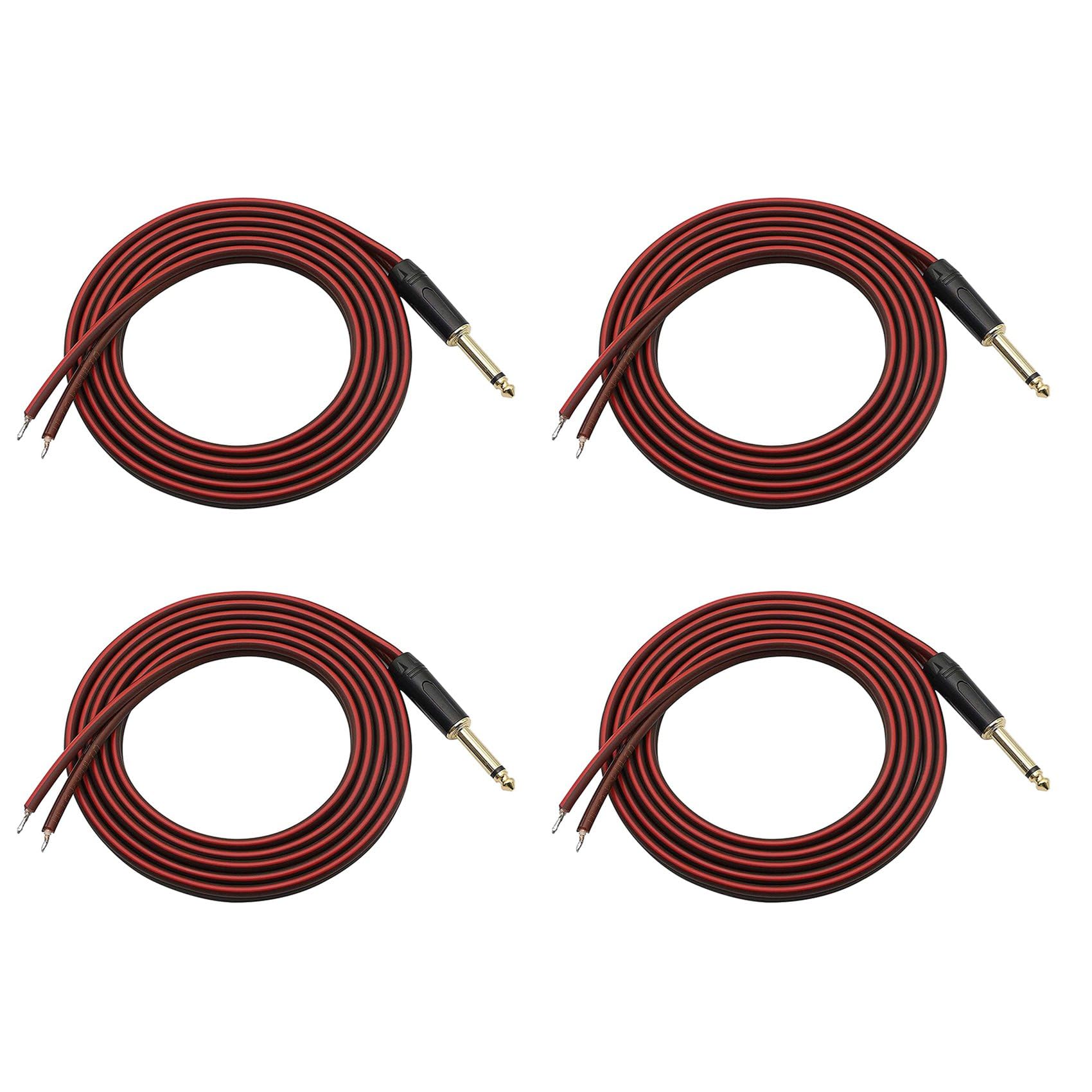 4 sztuki 1/4 do głośnika pusty przewód, kabel audio na 6,35 mm wtyczka mono adapter otwarty koniec pozłacany głośnik OFC HiFi
