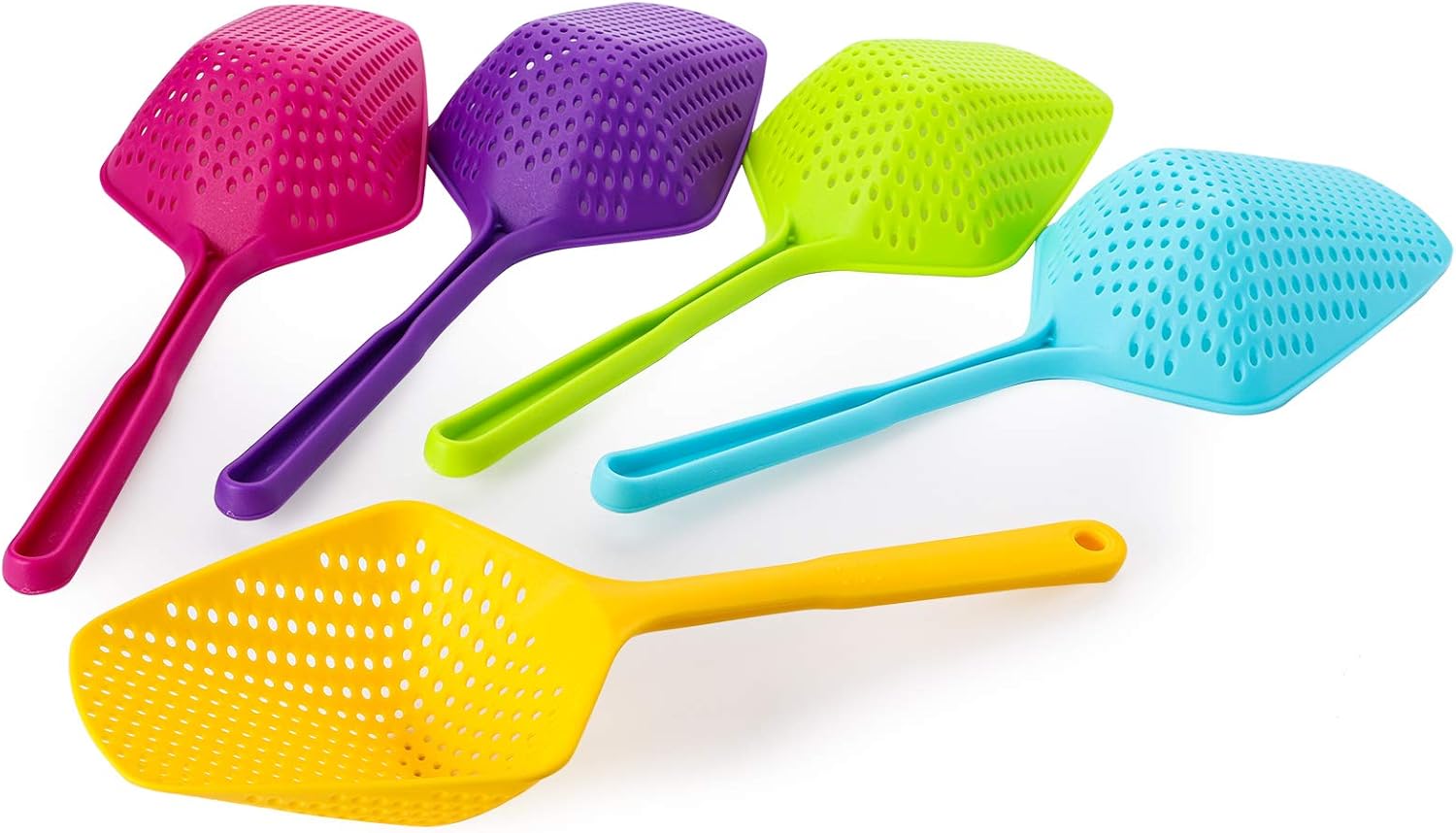 Bekith 10 Pieces Scoop Colander Strainer Nylon Slotted Spoon Kitchen Food Drain Shovel Strainers for Kitchen Cooking Baking Drain