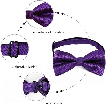 Alizeal Mens Solid Color Formal Banded Bow Tie Set
