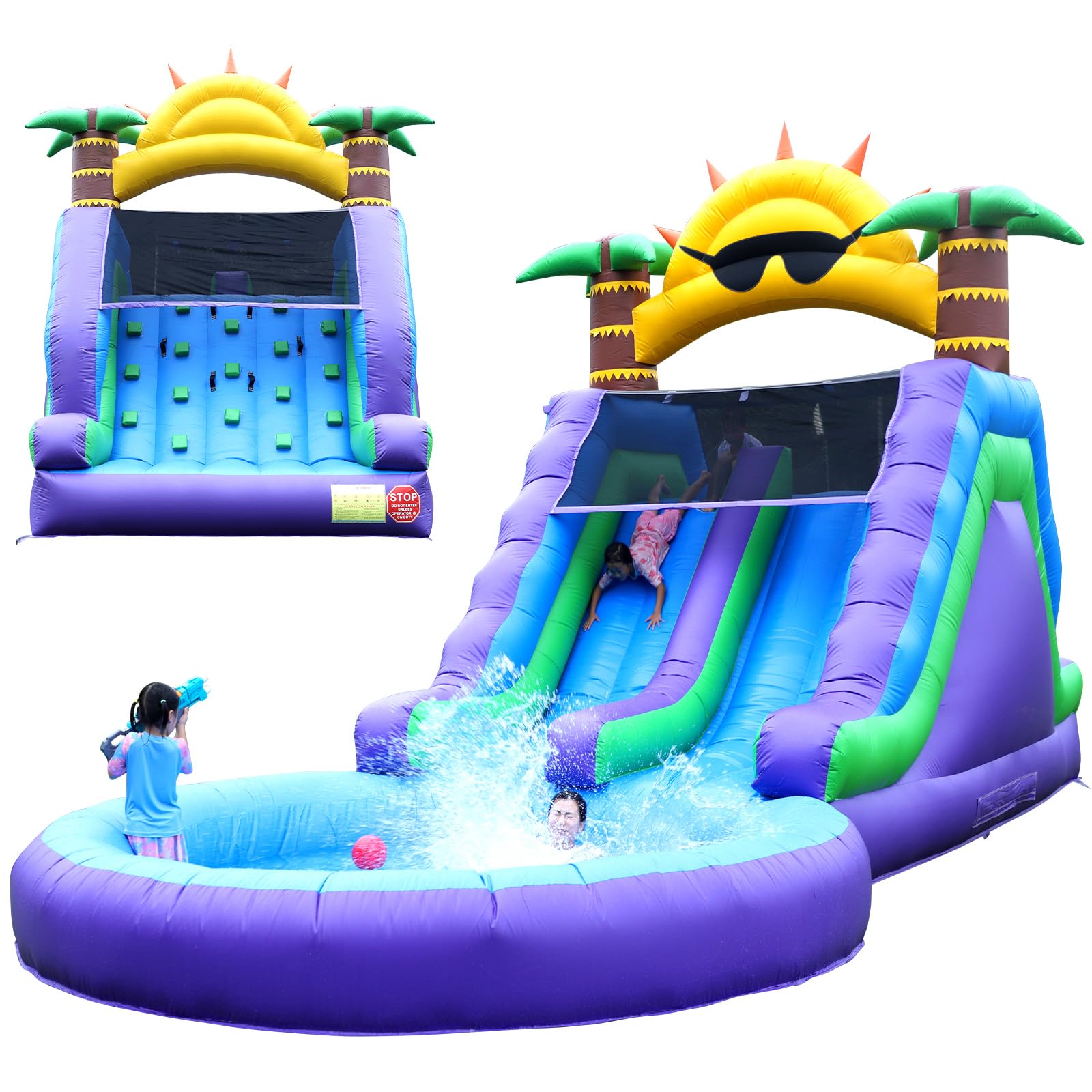 26FT Inflatable Water Slide for Adults Kids /100% PVC Commercial Water Slide Bounce House with Blower, Bigger Splash Pool, for Backyard or Commercial